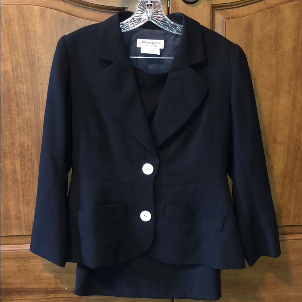 VINTAGE Yves Saint Laurent black skirt suit